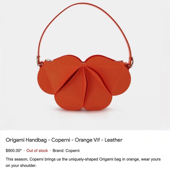 Coperni Red Calf Leather Origami Shoulder / Hand Bag - Picture 4 of 16